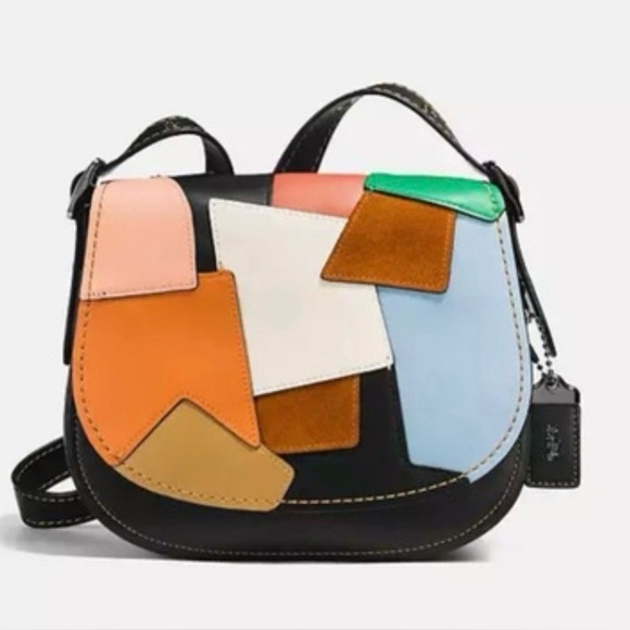 Coach Handbags - Coach 1941 RARE Patchwork Leather Saddle Bag 23 in Black Multi